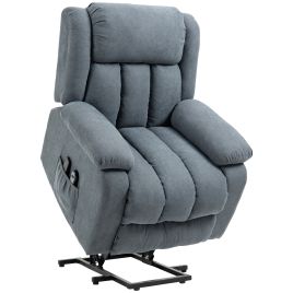 Heavy Duty Fabric Upholstered Riser and Recliner Chairs with Remote Control, Side Pocket - Dark Grey