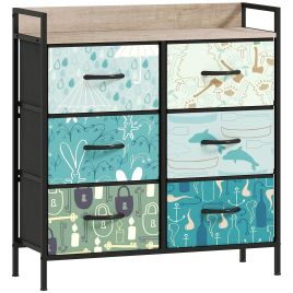 DWELVA Multi Colour Chest of Drawers - Medium-sized, 6 Drawers, Double, Fabric Drawers