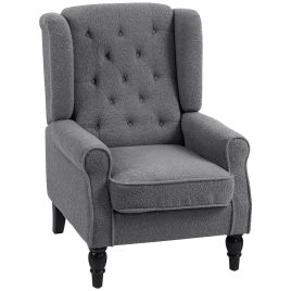 HERON Teddy Fleece Retro Wingback Chair - Grey