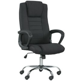 VONSETTA Linen Look Swivel Office Chair - Black
