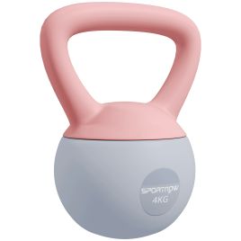 SPORTEDGE 4KG Soft Kettlebell with Non Slip Handle for Home Gym - Pink Grey
