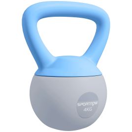 SPORTEDGE 4KG Soft Kettlebell with Non Slip Handle for Home Gym - Light Blue Grey