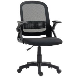 HERON Breathable Mesh Office Chair Ergonomic Swivel Flip up Armrests Lumbar - Black