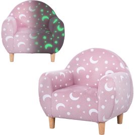 AIVAGO Kids Armchair Glow in Dark Star Design for Bedroom Playroom - Pink
