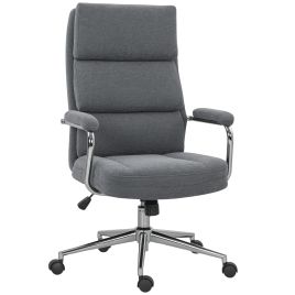 HERON Executive Office Chair Linen Fabric Computer Desk Double Layer Back - Charcoal Grey