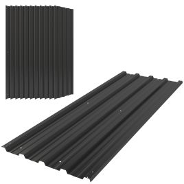 SUNVISTA Set of 12 Corrugated Steel Roof Sheet Panels - Black