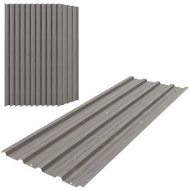 SUNVISTA Set of 12 Corrugated Steel Roof Sheet Panels - Grey Wood Effect