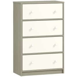 OAKEN Grey Chest of Drawers - Medium-sized, 4 Drawers, Fabric Drawers