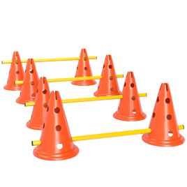 PAWSTER Dog Agility Equipment Set of Eight Cones Eight Poles Carry Bag - Orange
