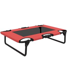 PAWSTER Portable Raised Dog Bed Elevated Pet Cot Breathable Mesh - Red
