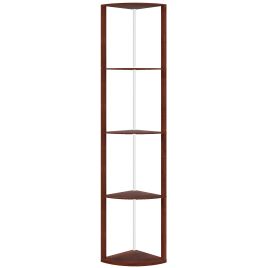 HERON RGB LED Floor Lamp with Shelves 5 Tier Dimmable Standing Lamp Remote - Brown