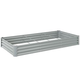 ORVIAN Open Planter Galvanised Steel Rectangular Garden Raise Bed - Silver