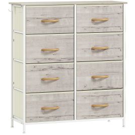 STOWLY Grey Chest of Drawers - Medium-sized, 8 Drawers, Double, Fabric Drawers