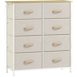 STOWLY Beige Chest of Drawers - Medium-sized, 5 Fabric Drawers, Double