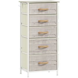 STOWLY Grey Chest of Drawers - Tallboy, Medium-sized, 5 Drawers, Fabric Drawers
