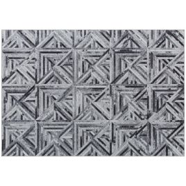 HERON Modern Triangle Pattern Area Rug, Non-Slip Washable Chenille Carpet 170 x 120 cm - Black