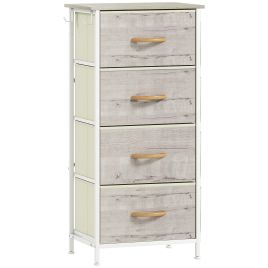 STOWLY Grey Chest of Drawers - Tallboy, Medium-sized, 4 Drawers, Fabric Drawers