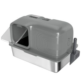 PAWSTER 65L Extra Large Stainless Steel Litter Tray Plasma Deodoriser System - Grey