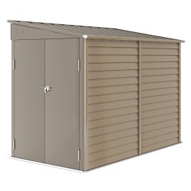 SUNVISTA 5x9ft Galvanised Metal Garden Shed Foundation Kit Lockable Doors - Brown
