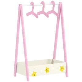 ARVIAN Baby Clothing Rack Wooden with Hangers and Storage Shelf - Pink