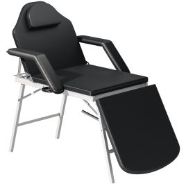 HERON Portable 3 Section Foldable Massage Table with Face Hole & Headrest - Black