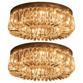 Monona Silver Stainless Steel Crystal Ceiling Lights Set of 2 - 50cm