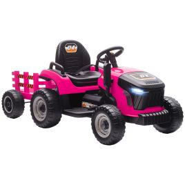 AIVAGO 12V Kids Ride On Tractor with Trailer, Remote & Music - Pink