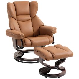 GALDOR Faux Leather Recliner Armchair with Footstool - Brown