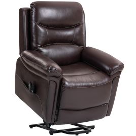 DALVER PU Leather Electric Power Lift Massage Recliner Armchair - Brown