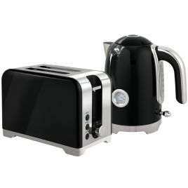 KERSDEN Kettle and Toaster Set Retro Style - Black