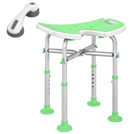 CORVIA Shower Stool Aluminium Padded U Seat - Green