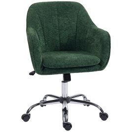 SOLVAR Velvet Office Chair Upholstered Swivel Task Chair - Dark Green