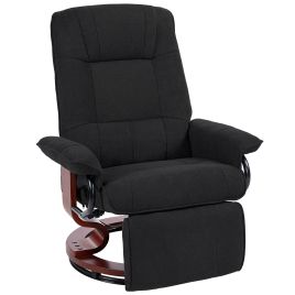 FROWEN Linen Recliner Swivel Chair with Footrest - Black