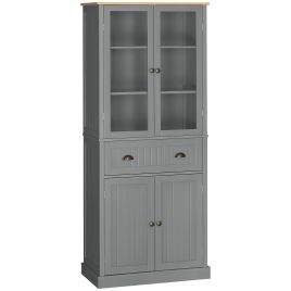 ILMAR Wooden Kitchen Cabinet Adjustable Shelves Drawer Tall Storage - Grey