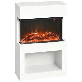 FARNEL Electric Fireplace Wooden 3D Flame Mantel Fire - White