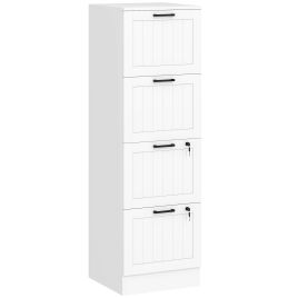 SOLVEN Filing Cabinet Wooden Office Storage 4 Drawer - White