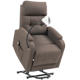 DALVIK Linen Electric Recliner Armchair with Reading Light - Brown