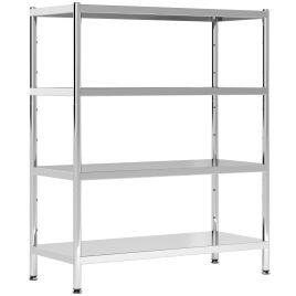 DUVANE 4 Tier Kitchen Bakers Rack Stainless Steel Adjustable Shelves Storage Unit - Silver