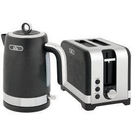 DENLOR Kettle and Toaster Set Sleek Textured Style - Black