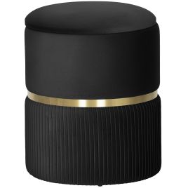 JUVIX Velvet Ottoman Storage Footstool - Black