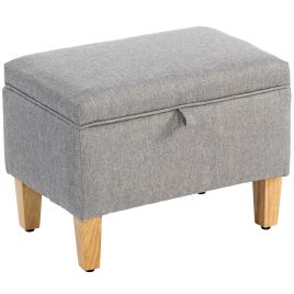 JOWEN Linen Ottoman Storage Bench Small - Grey