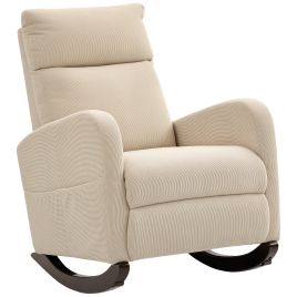 LOMRIC Jumbo Cord Rocking Armchair - Beige