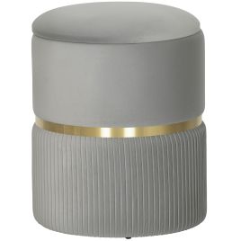 JUVIX Velvet Ottoman Storage Footstool - Grey