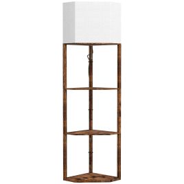 VELSTARR Corner Floor Lamp with Shelves - Brown