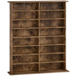 VEXLEYON 16-Compartment DVD Shelf - Rustic Brown