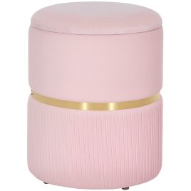 JUVIX Velvet Ottoman Storage Seat - Pink