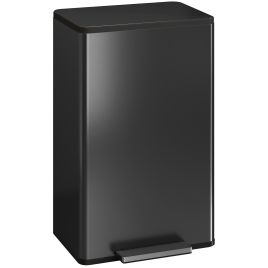 SYLVRENN 45L Rubbish Bin with Soft Close, Stay Open Lid, Removable Inner Bucket and Odor Control - Black