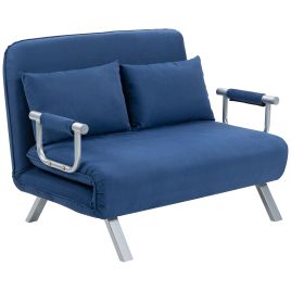 SYRAVELL Faux Leater 2 Seater Click Clack Sofabed - Blue