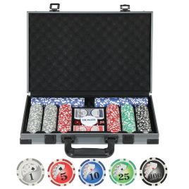 VESSANDRA 400 Piece 11.5g Numbered Poker Chips Set with Lightweight ABS Case, Casino Texas Holdem, Two Decks of Cards, Dealer and Five Dices - Grey