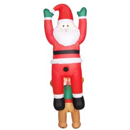 XANDRISSA 7FT Hanging Christmas Decor Inflatable Santa with Dog and Built in LED Lights - Red